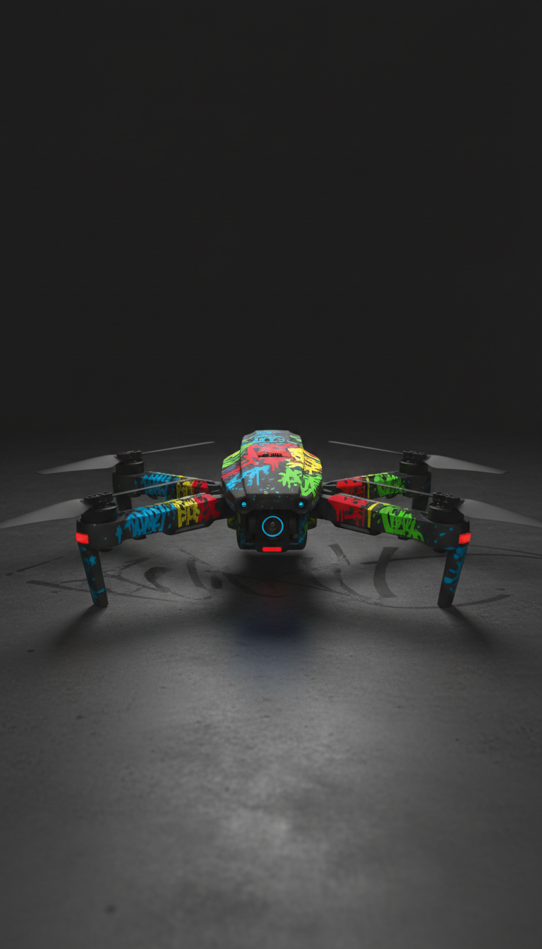Drone urbano quadricóptero com design grafite