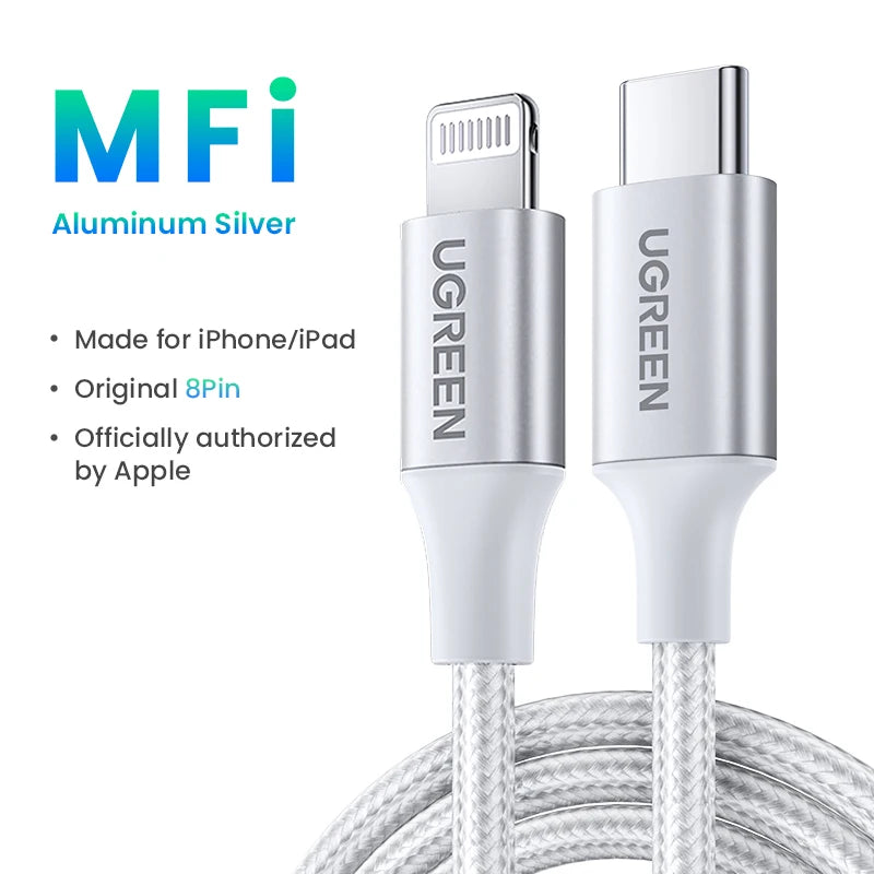 UGREEN MFi 20W PD USB C to Lightning Cable for iPhone 14 13 12 Pro Max Fast Charging Type C Cable for iPhone for iPad
