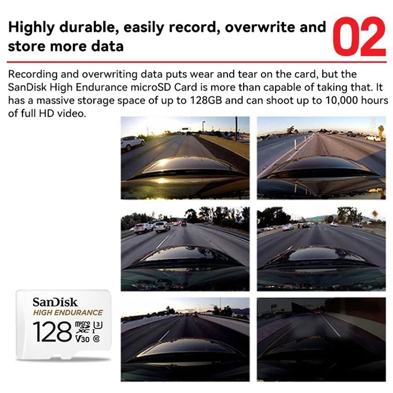 SanDisk V30 High endurance Micro SD Memory Card C10 U3 4K 32G 64G 128G 256G 100MB/s TF Card for Security Camera Dash Cam Phone