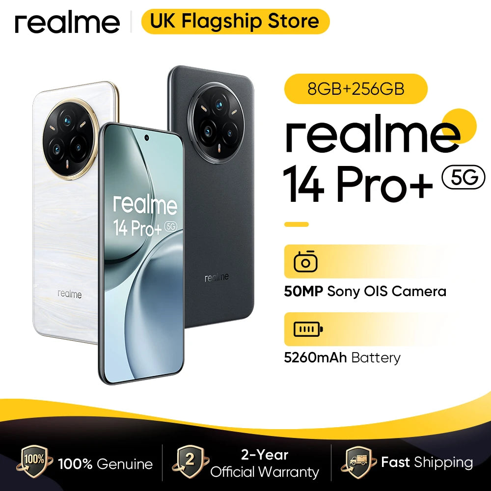 Europe Version realme 14 Pro Plus 5G Smartphone Snapdragon7s Gen 3 5260mAh Battery 80W SUPERVOOC Charge 50MP OIS Camera