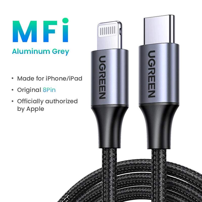 UGREEN MFi 20W PD USB C to Lightning Cable for iPhone 14 13 12 Pro Max Fast Charging Type C Cable for iPhone for iPad