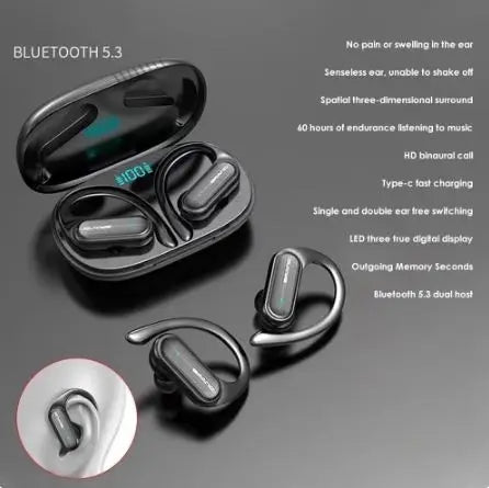 Fone de Ouvido Esportivo A520 Bluetooth 5.3 9D À Prova D'água Com Microfone