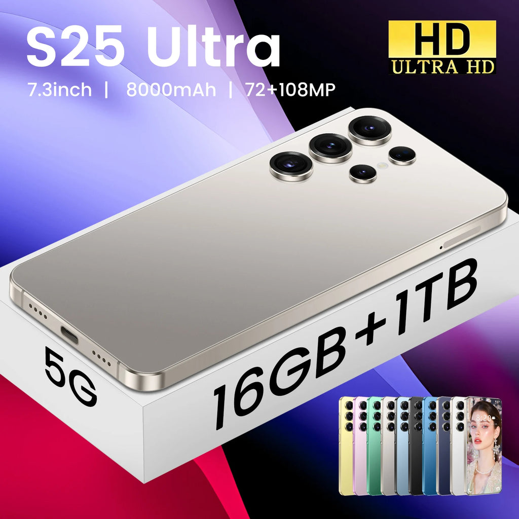 Original S25 Ultra Smartphones S24 Ultra 16GB+1TB 5G Dual SIM Mobile Phone 108MP Rear Camera Decacore Spanish English LTE CDMA