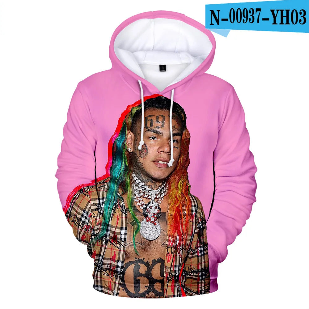 New Rapper Tekashi69 6ix9ine Tekashi 69 3D Print Women/men Hoodies Sweatshirts Harajuku Fashion Pullover Hooded Clothes