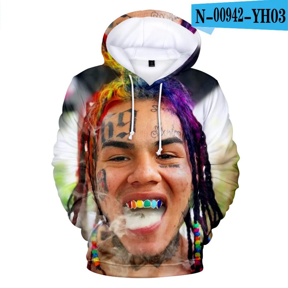 New Rapper Tekashi69 6ix9ine Tekashi 69 3D Print Women/men Hoodies Sweatshirts Harajuku Fashion Pullover Hooded Clothes