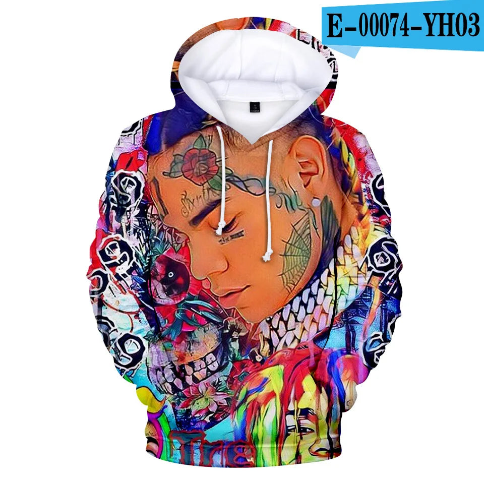 New Rapper Tekashi69 6ix9ine Tekashi 69 3D Print Women/men Hoodies Sweatshirts Harajuku Fashion Pullover Hooded Clothes