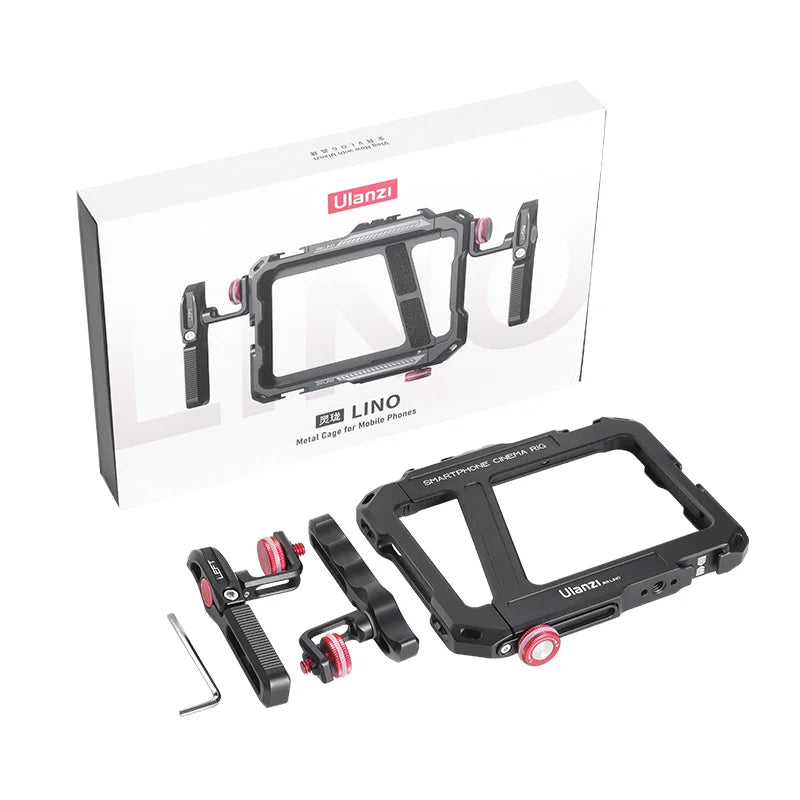 Ulanzi Lino Phone Video Vlog Cage with Adjustable Handle for iPhone 15 14 13 Pro Max Cold Shoe Mount for Microphone Flash Light