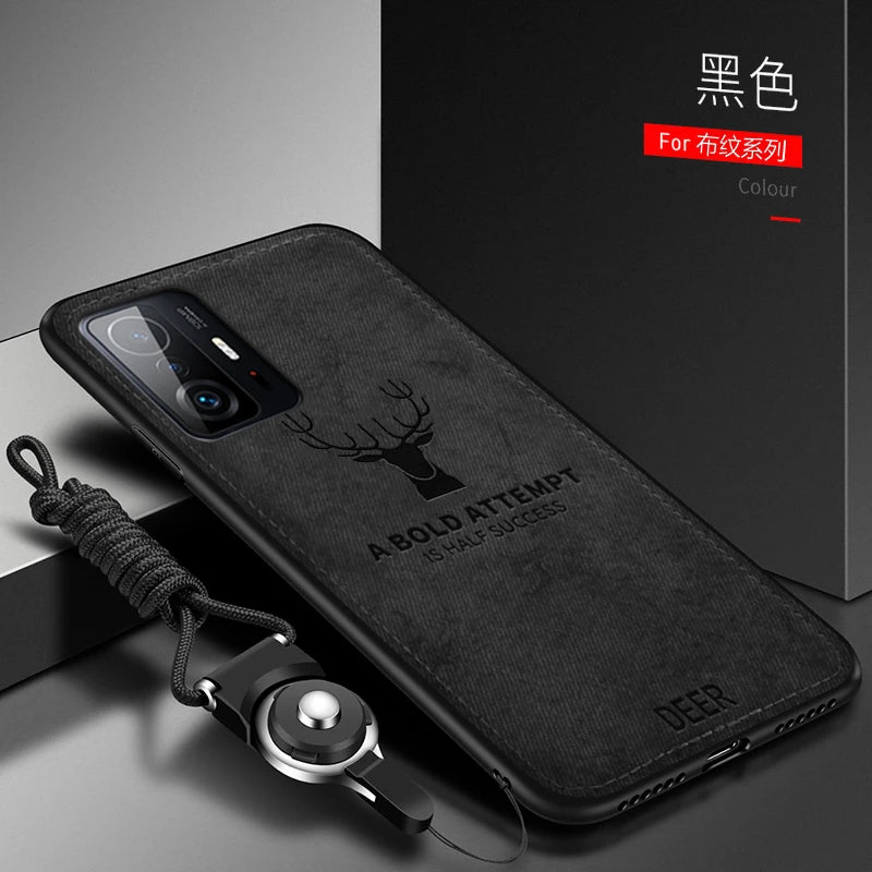 For Xiaomi Mi 11T Pro Case Luxury Soft STPU+Hard fabric Deer Protective Back Cover Case for xiaomi mi 11t mi11t pro phone shell