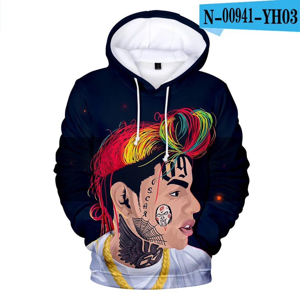 New Rapper Tekashi69 6ix9ine Tekashi 69 3D Print Women/men Hoodies Sweatshirts Harajuku Fashion Pullover Hooded Clothes