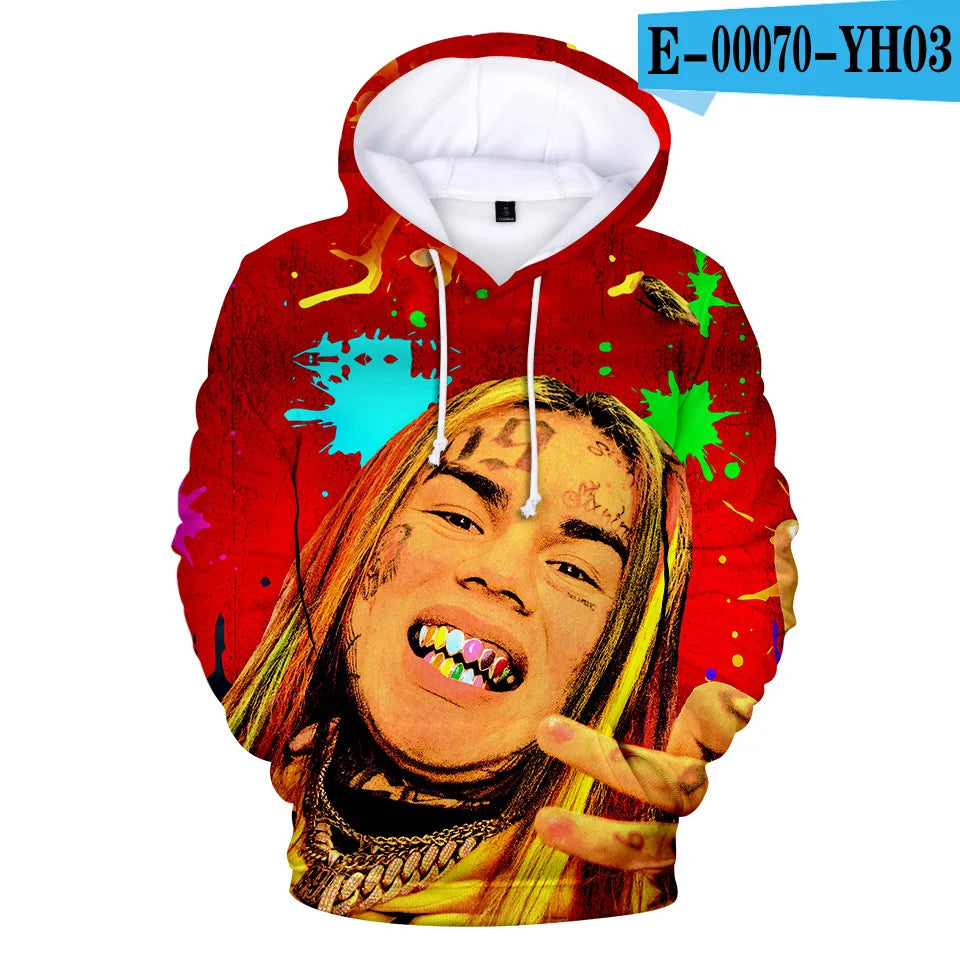 New Rapper Tekashi69 6ix9ine Tekashi 69 3D Print Women/men Hoodies Sweatshirts Harajuku Fashion Pullover Hooded Clothes
