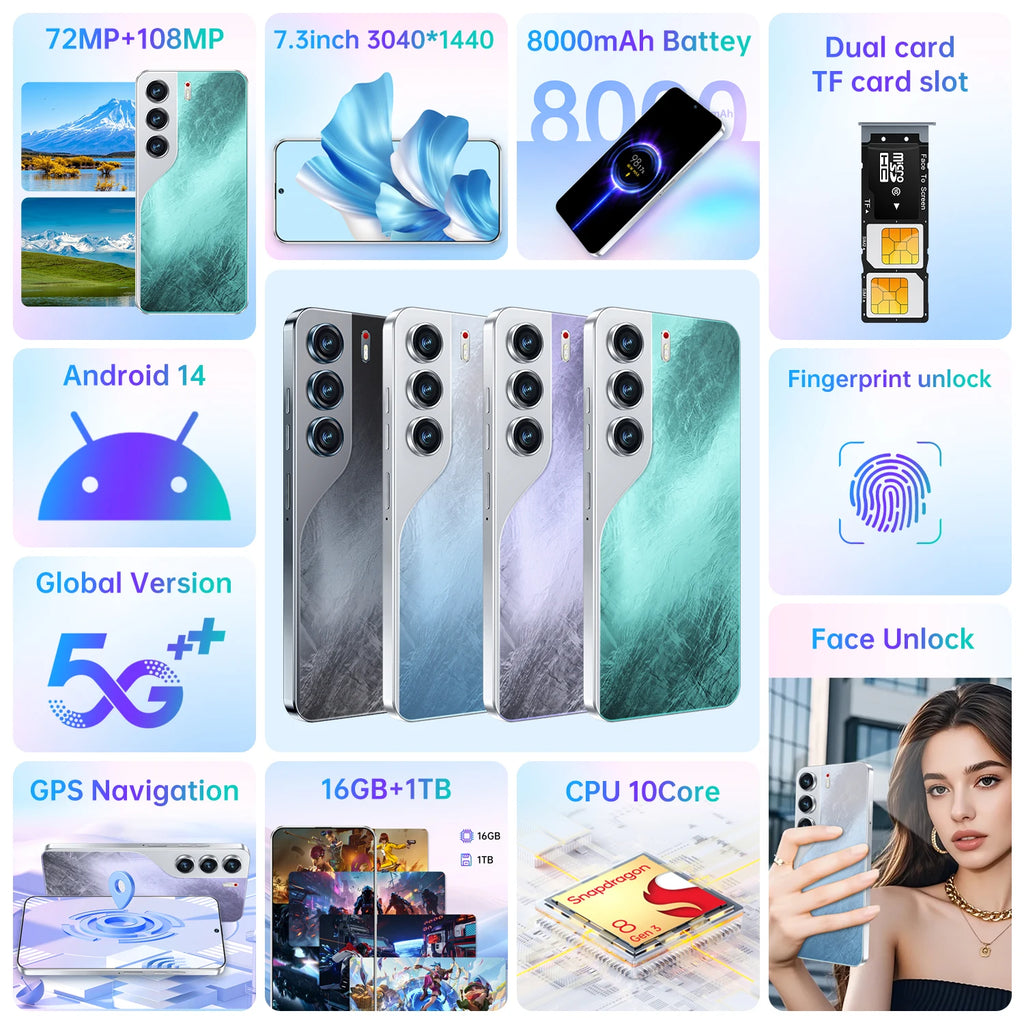 Camon 40 Pro 5G Smartphone 16GB+1TB Android 15.0 HD 6.8inch Screen Dual Card 108MP Rear Camera Decacore CPU CDMA LTE Spanish