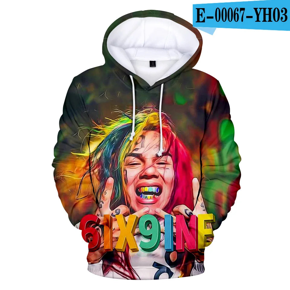 New Rapper Tekashi69 6ix9ine Tekashi 69 3D Print Women/men Hoodies Sweatshirts Harajuku Fashion Pullover Hooded Clothes