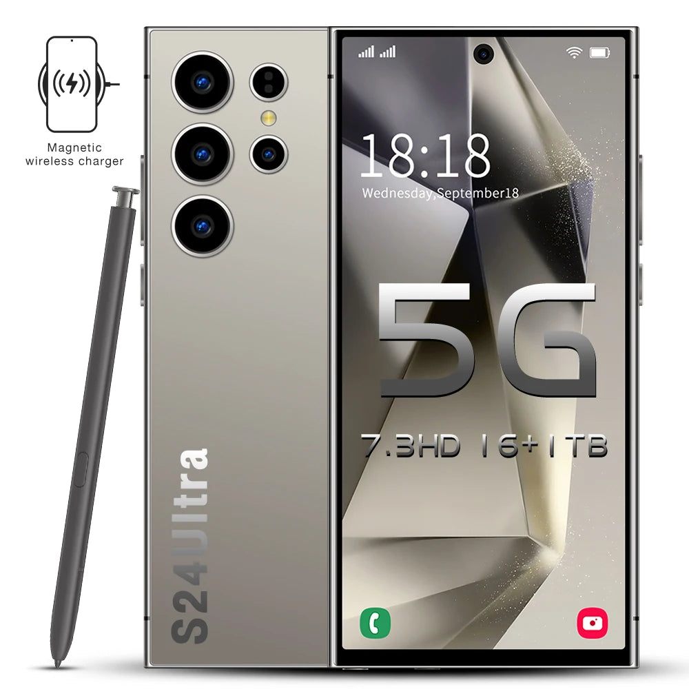Global Version S24 Plus 16GB+1TB Large Memory Android Smartphones 7.3inch LTE/CDMA Cellular 108MP Rear Camera in English Spanish