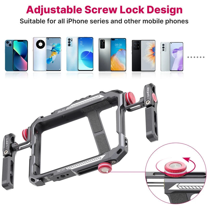 Ulanzi Lino Phone Video Vlog Cage with Adjustable Handle for iPhone 15 14 13 Pro Max Cold Shoe Mount for Microphone Flash Light