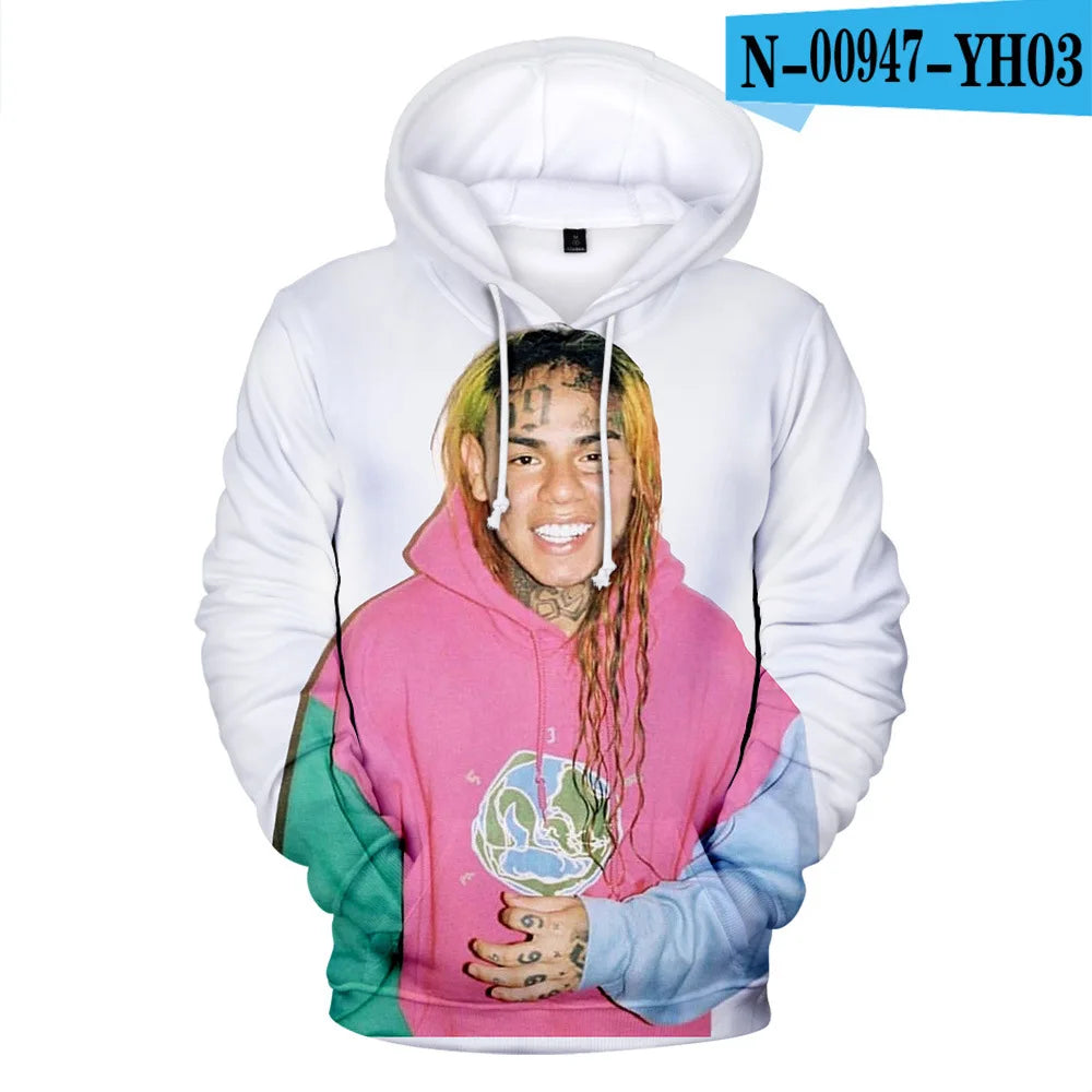 New Rapper Tekashi69 6ix9ine Tekashi 69 3D Print Women/men Hoodies Sweatshirts Harajuku Fashion Pullover Hooded Clothes