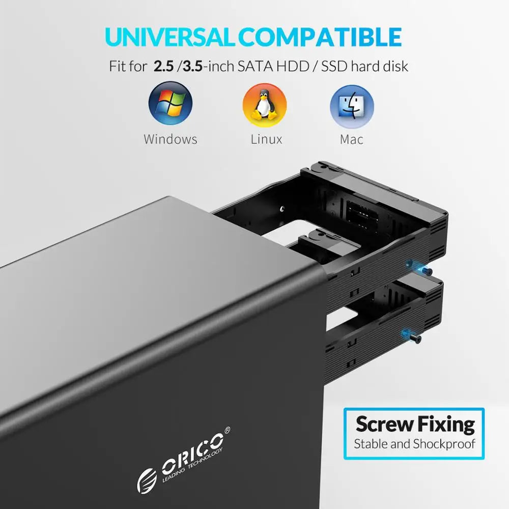 ORICO 35 Series 5 Bay HDD Docking Station With Dual Chip 150W Built-in Power Hard Drive Case for Altcoins Mining