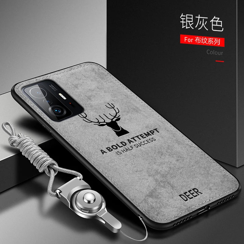 For Xiaomi Mi 11T Pro Case Luxury Soft STPU+Hard fabric Deer Protective Back Cover Case for xiaomi mi 11t mi11t pro phone shell