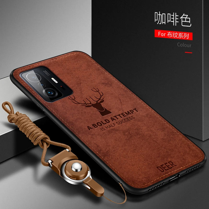 For Xiaomi Mi 11T Pro Case Luxury Soft STPU+Hard fabric Deer Protective Back Cover Case for xiaomi mi 11t mi11t pro phone shell