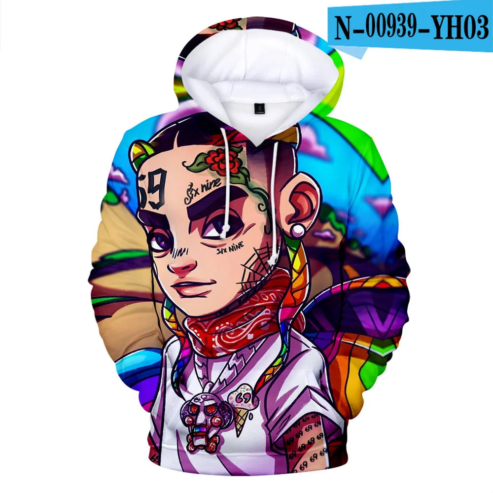 New Rapper Tekashi69 6ix9ine Tekashi 69 3D Print Women/men Hoodies Sweatshirts Harajuku Fashion Pullover Hooded Clothes