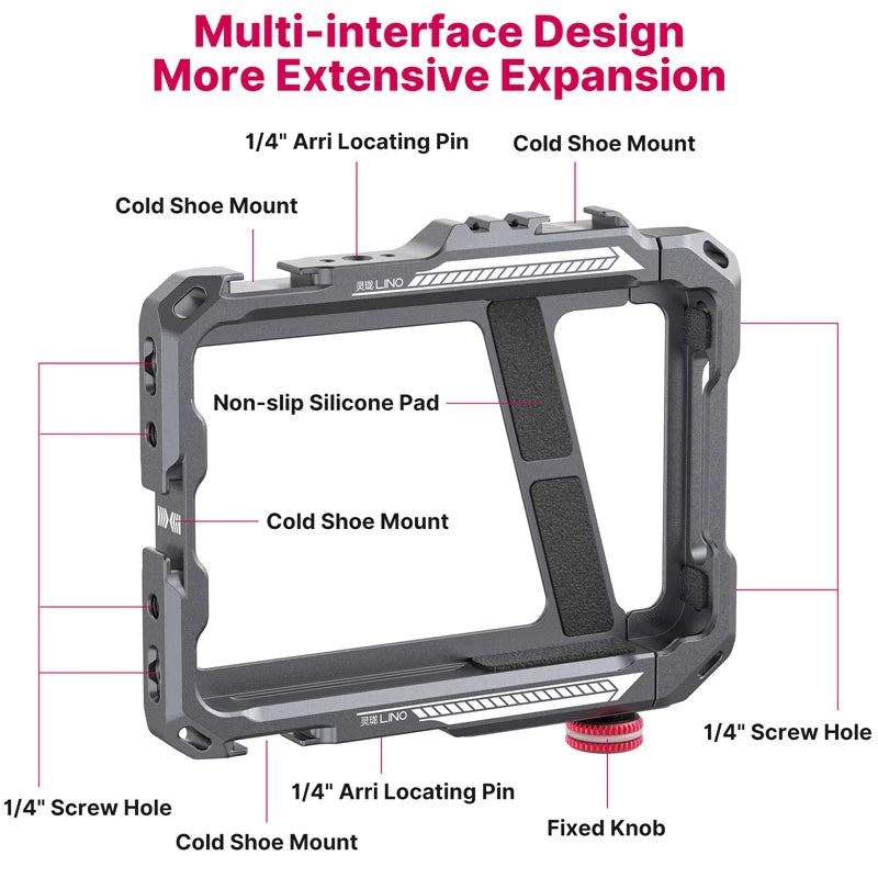 Ulanzi Lino Phone Video Vlog Cage with Adjustable Handle for iPhone 15 14 13 Pro Max Cold Shoe Mount for Microphone Flash Light
