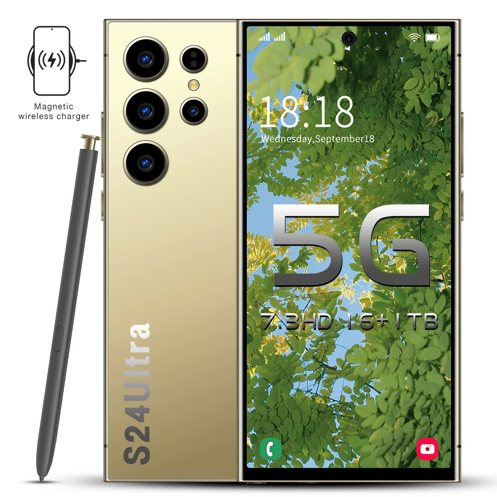 Global Version S24 Plus 16GB+1TB Large Memory Android Smartphones 7.3inch LTE/CDMA Cellular 108MP Rear Camera in English Spanish