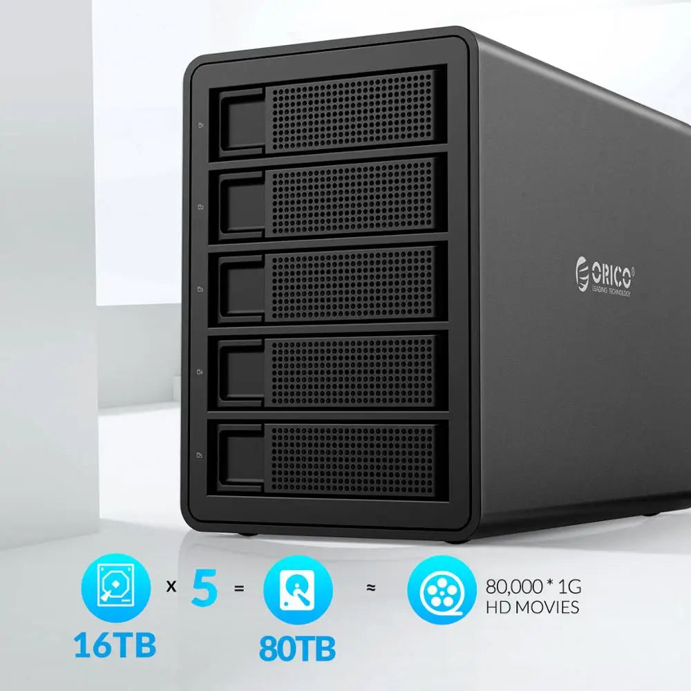 ORICO 35 Series 5 Bay HDD Docking Station With Dual Chip 150W Built-in Power Hard Drive Case for Altcoins Mining