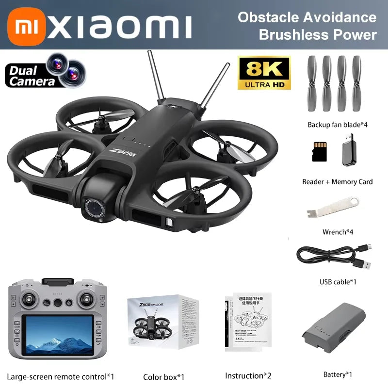 Xiaomi Z906 Drone With 4.3-inch Large Screen 8K HD Aerial Photography Intelligent Obstacle Avoidance Remote Control Drone
