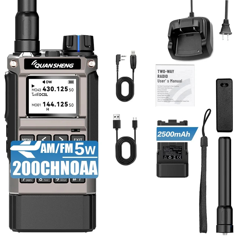 Quansheng UV-K1(8) Air Band Walkie Talkie 50-600MHz Full Band Receive UHF VHF Ham Radio Wireless Frequency Copy Type-C Charging
