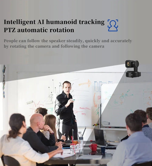 4K Webcam for PC 3X Optical Zoom AI Tracking PTZ Streaming Camera CMOS Sensor with 1/2.5 inch HDMI USB LAN 110° Wide Angle