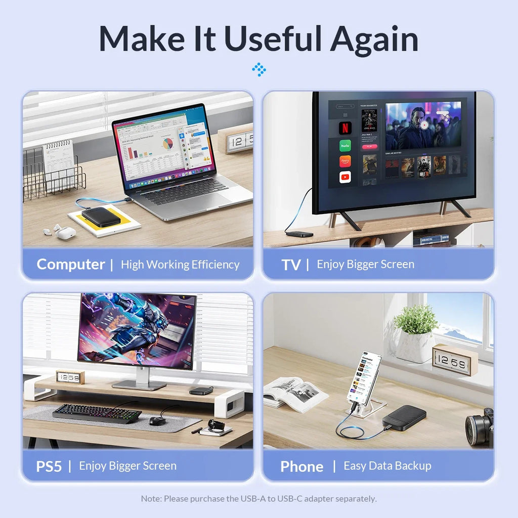 ORICO 2.5" Inch Hard Drive Enclosure 2.5 SATA to USB3.0 External Hard Disk HDD Case 5Gbps Hard Disk Storage Box Cover Housing