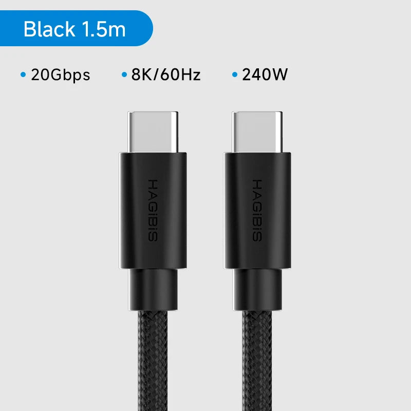Hagibis USB C to USB C Cable  USB 4 Full Function Cable 80Gbps 240W Fast Charging 8K Video Cord For Thunderbolt 5 iPhone 17 Pro