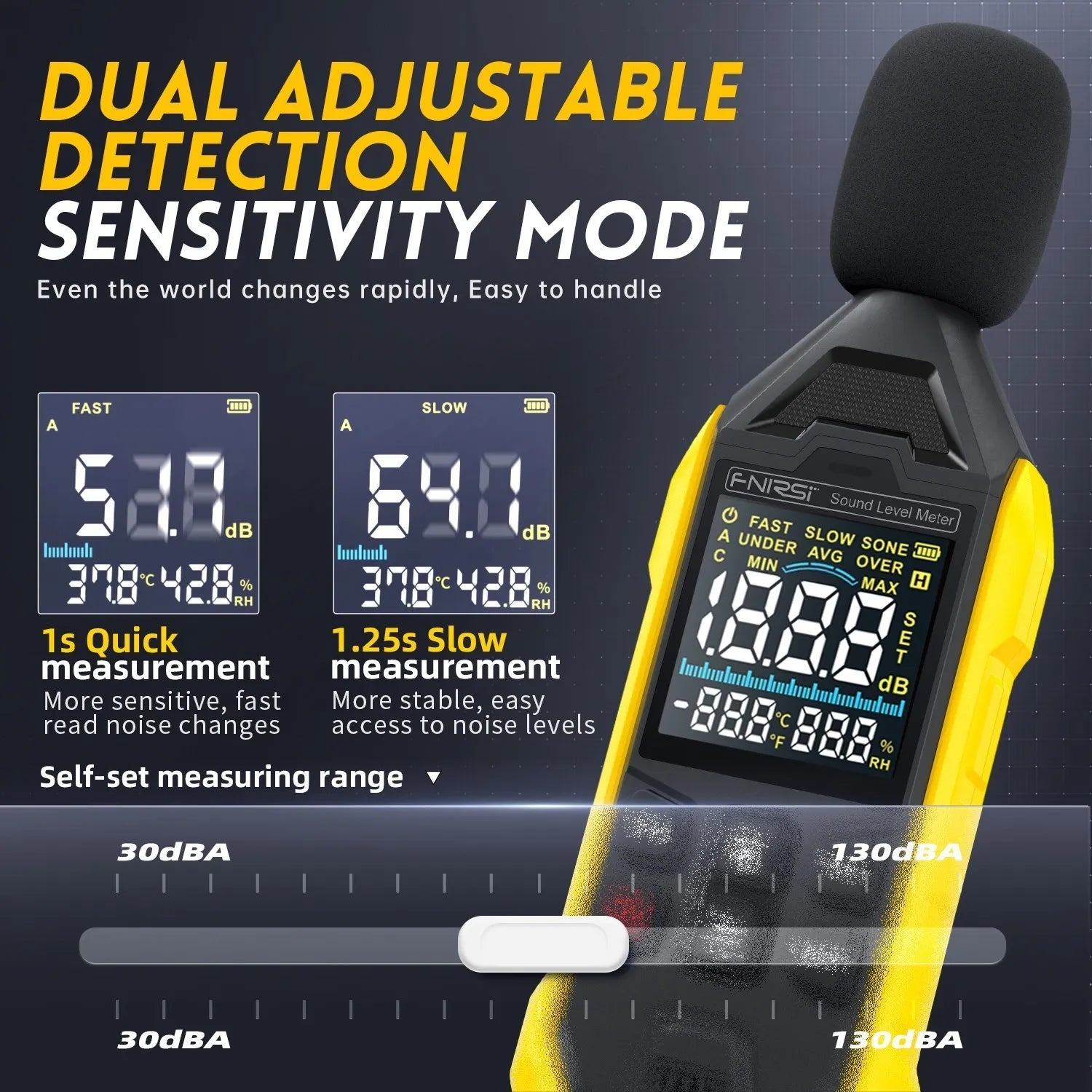 FNIRSI FDM01 Digital Sound Level Meter Audio Level Meter  Sound Meter Decibelimetro 30-130dB Decibel Meter Portable Noise Meter