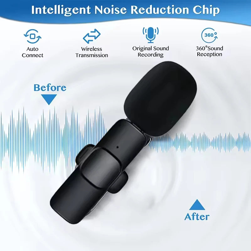 Wireless Lavalier Microphone for Cell Phone Noise Reduction Portable Audio Video Live Interview Recording For Android Type C