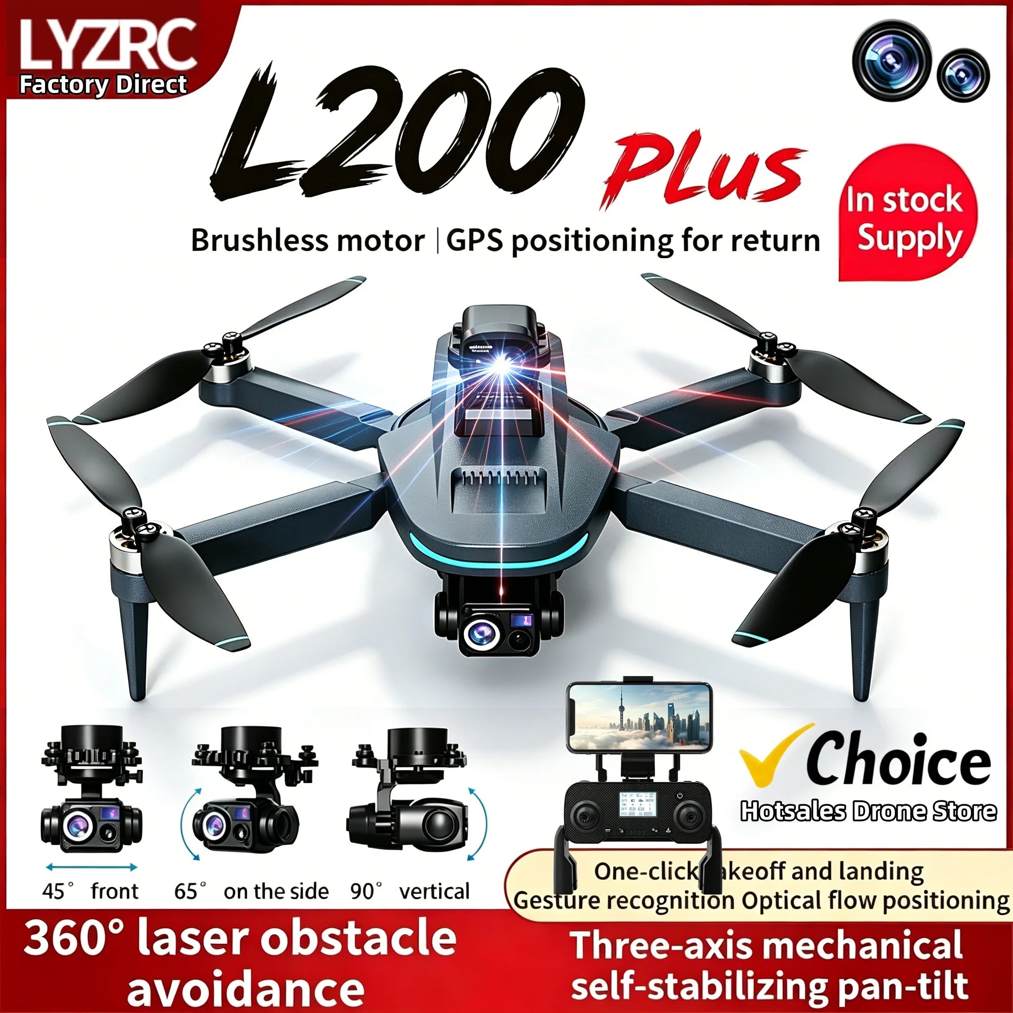 New L200 Plus GPS Drone Factory 4K Professional HD Dual Lens 3-Axis Gimbal 360° Laser Obstacle Avoidance Brushless RC Quadcopter