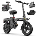 UPlee GS5 48V 15AH Battery EBike,20+MPH,740W Folding Electric Bike,20 Miles Max Range Electric Bike for Adults, 14" Fat Tire