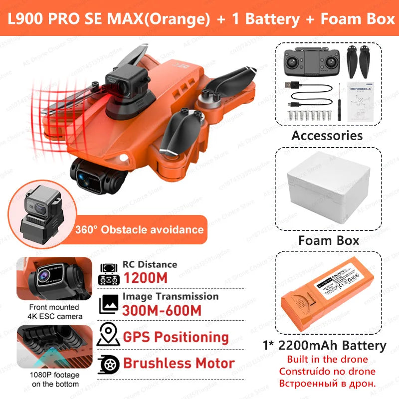 LYZRC L900 PRO SE MAX GPS Drone 4K Professional Dual Camera Brushless 360 Obstacle Avoidance 5G WIFI FPV Foldable RC Quadcopter