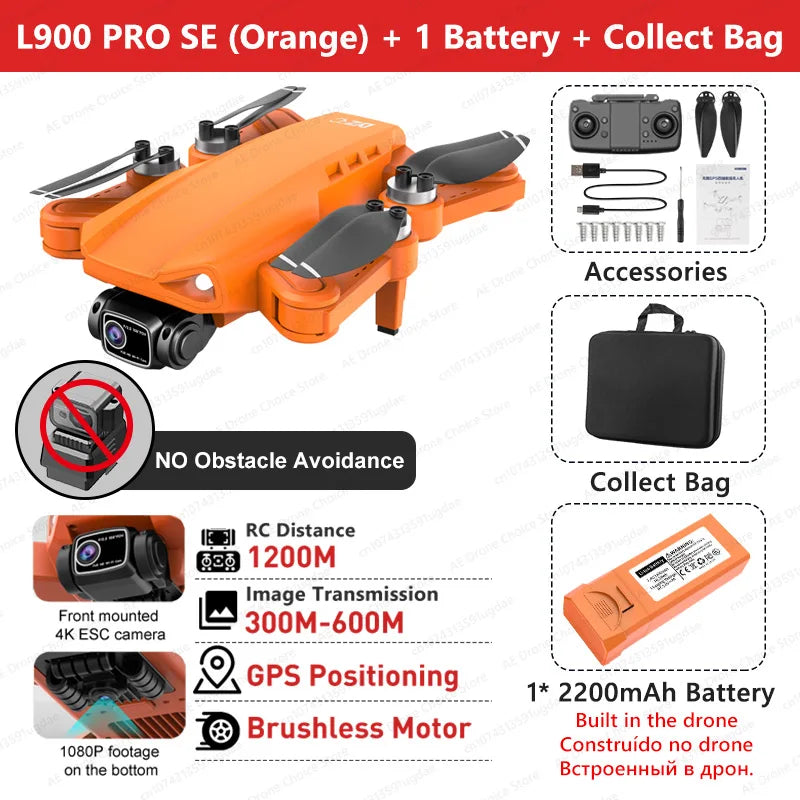 LYZRC L900 PRO SE MAX GPS Drone 4K Professional Dual Camera Brushless 360 Obstacle Avoidance 5G WIFI FPV Foldable RC Quadcopter