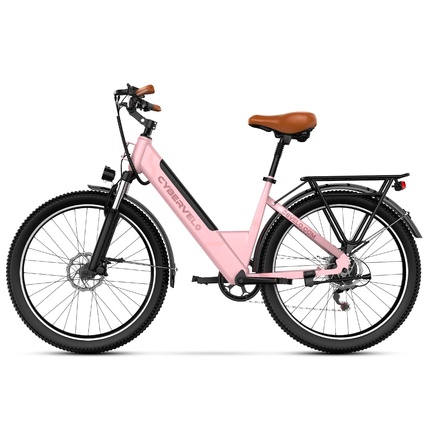 Cybervelo Urban Commute E-Bike, 48V 1000W Peak Motor Detachable Battery 7-Speed Shift Electric Bike 26" Step-Thru Adults EK2