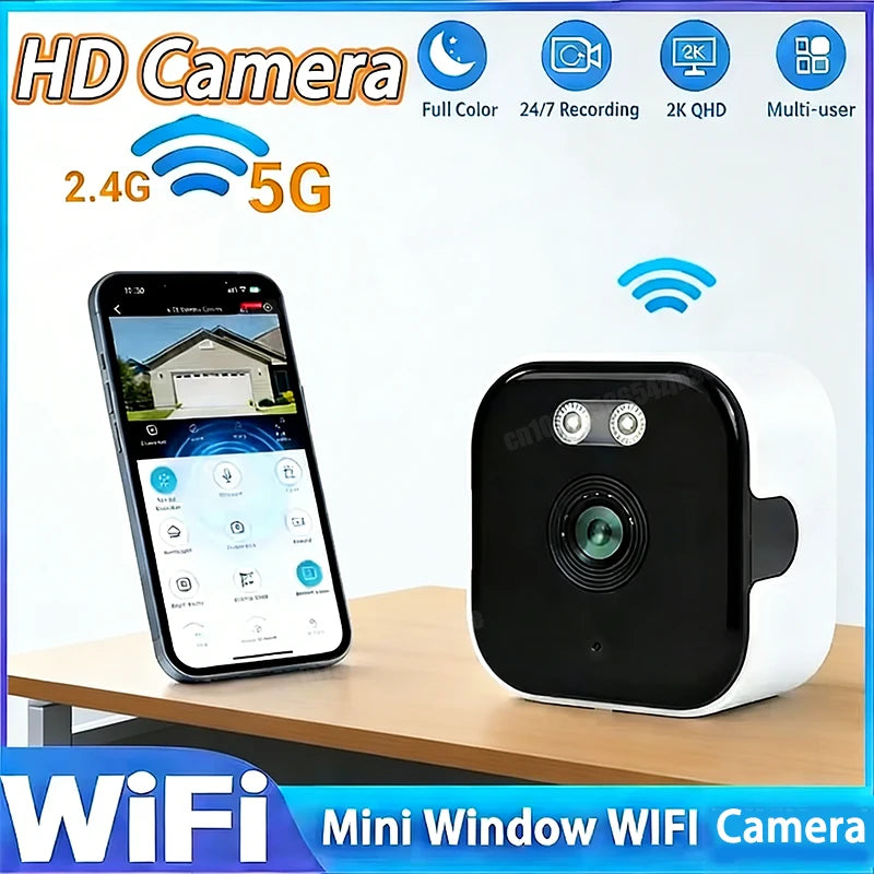Mini Window Camera Replaces Outdoor Cameras 2.4/5GHz WiFi Camera 3MP Resolution Full-Color Night Vision Through Window Camera