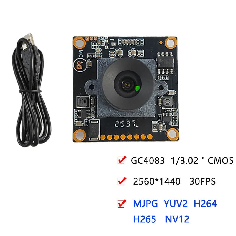 Mini Size 4MP 2560*1440  30FPS H265  GC4083 CMOS  UVC CCTV Security USB Webcam Camera for PC ,Laptop, Android