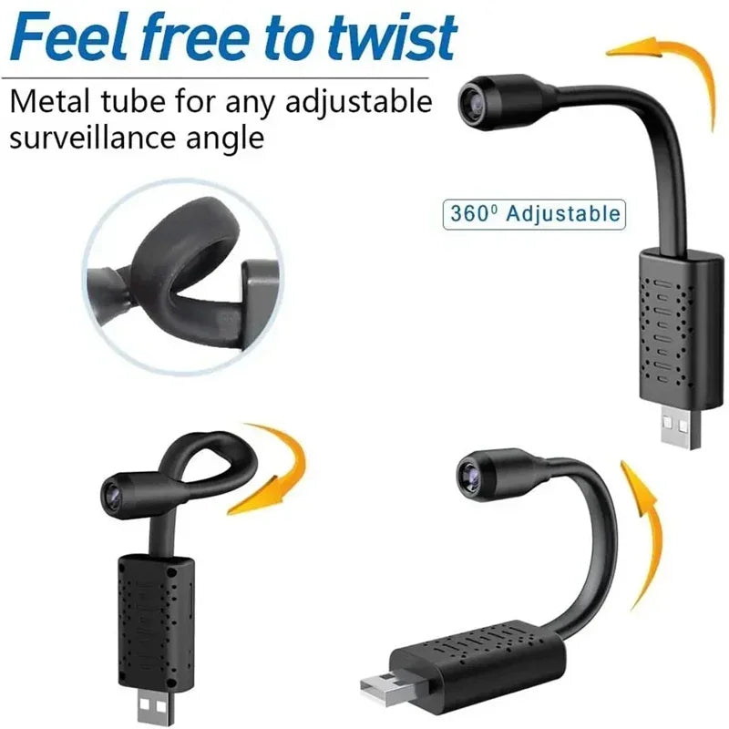 Mini 4K USB WiFi Surveillance Camera Flexible Lens Cable Motion Detection Video Recorder Portable Security Monitoring Camcorder