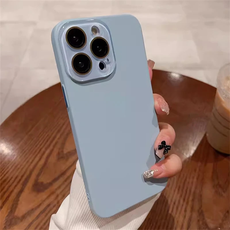 Simple Skin Friendly Matte Full Coverage Lens Protection Case For iPhone 16 15 14 13 12 11 Pro Max Plus Hard PC Shockproof Cover