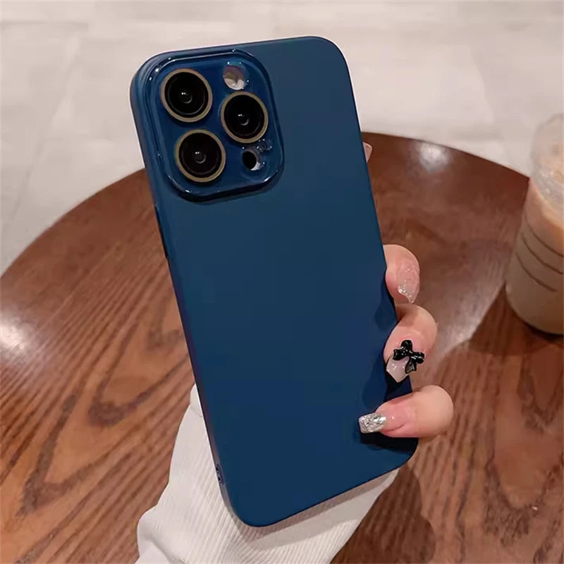 Simple Skin Friendly Matte Full Coverage Lens Protection Case For iPhone 16 15 14 13 12 11 Pro Max Plus Hard PC Shockproof Cover