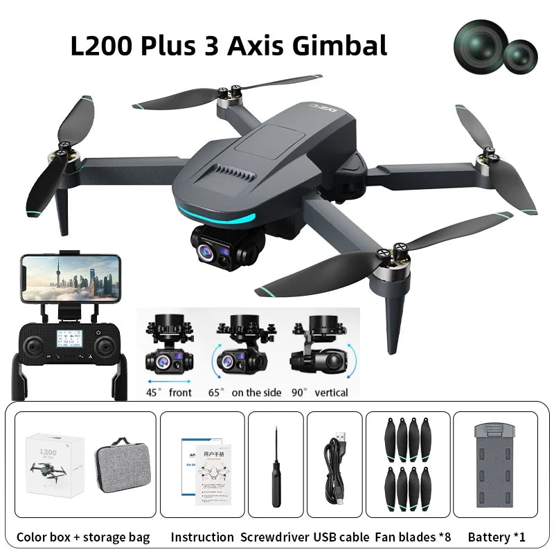 New L200 Plus GPS Drone Factory 4K Professional HD Dual Lens 3-Axis Gimbal 360° Laser Obstacle Avoidance Brushless RC Quadcopter