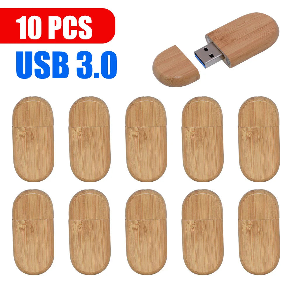 Free Logo 10PCS/LOT Wooden USB 3.0 Flash Drive 128GB High Speed Pen Drive 64GB 32GB Creative Gift Memory Stick U Disk for Laptop