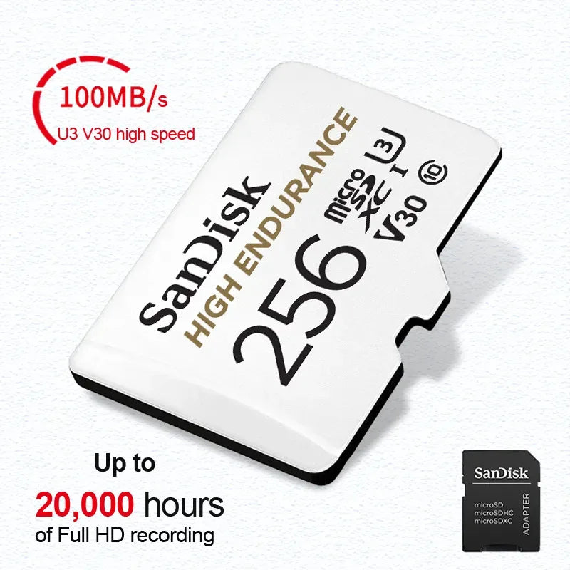 SanDisk V30 High endurance Micro SD Memory Card C10 U3 4K 32G 64G 128G 256G 100MB/s TF Card for Security Camera Dash Cam Phone
