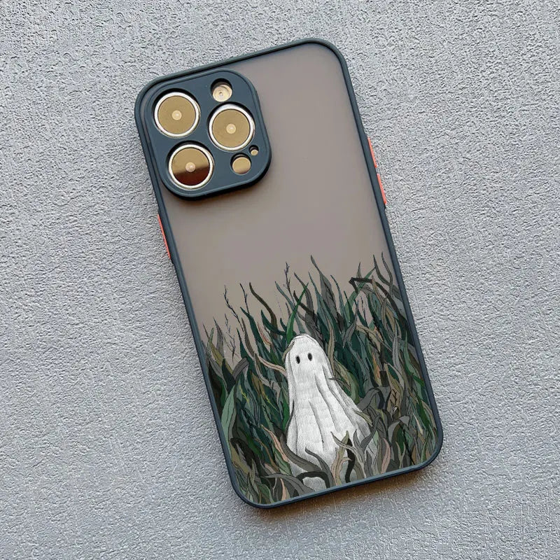 Case For iPhone 17 15 14 11 Pro Max 16 13 12 Mini Pro Max XS X XR 14 15 16 Plus Aesthetic Cute Ghost Art Shockproof Covers