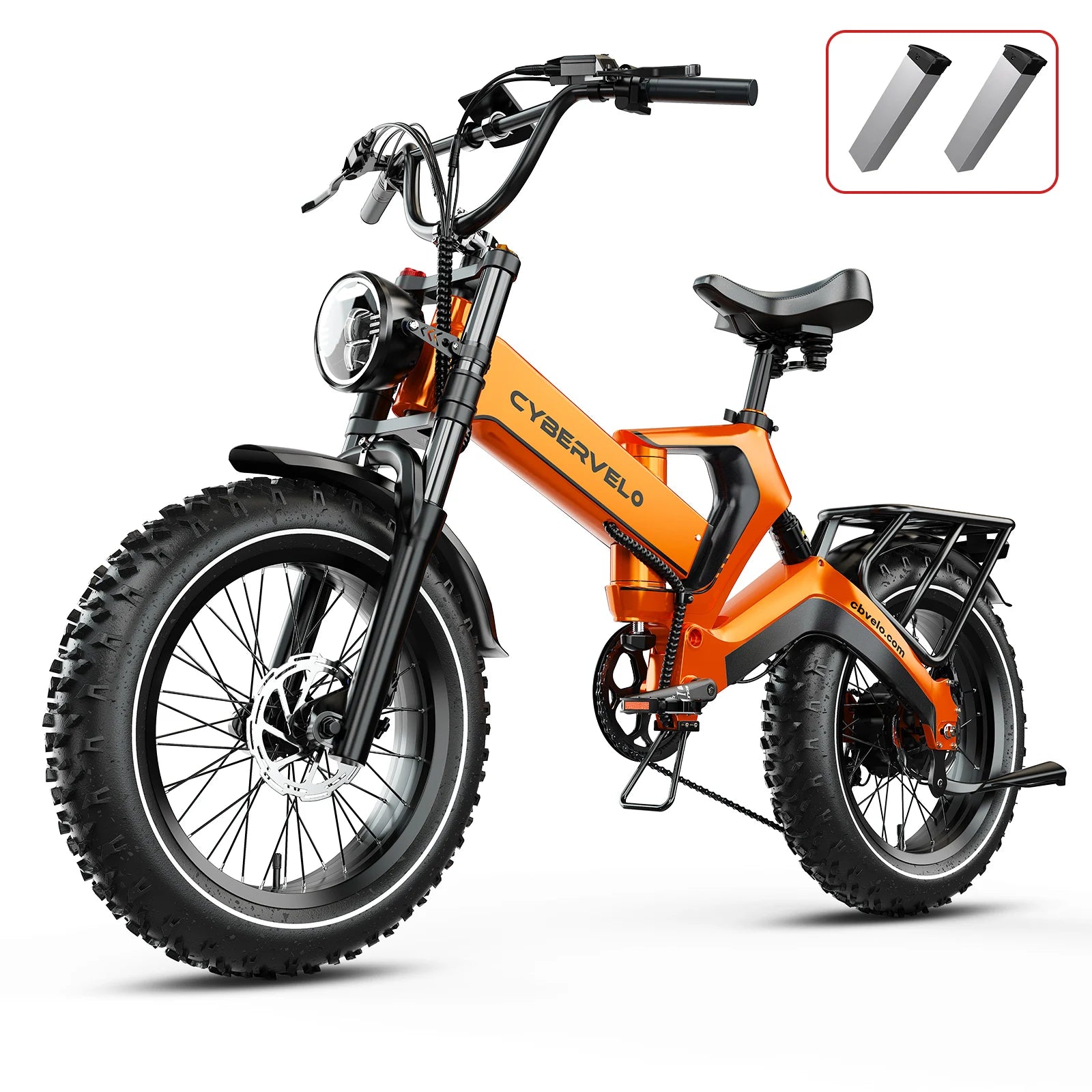 Cybervelo 2000W Peak Folding Electric Bike 20"x4.0 Fat Tire Adults Ebike Dual 20Ah Battery 35MPH 100 Miles Range Offroad E Bicycle EK6
