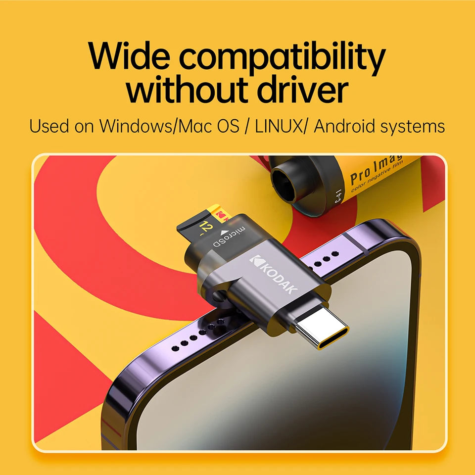 Kodak Type-C Micro SD Card Reader TF Memory Card High-speed Transmission Adapter