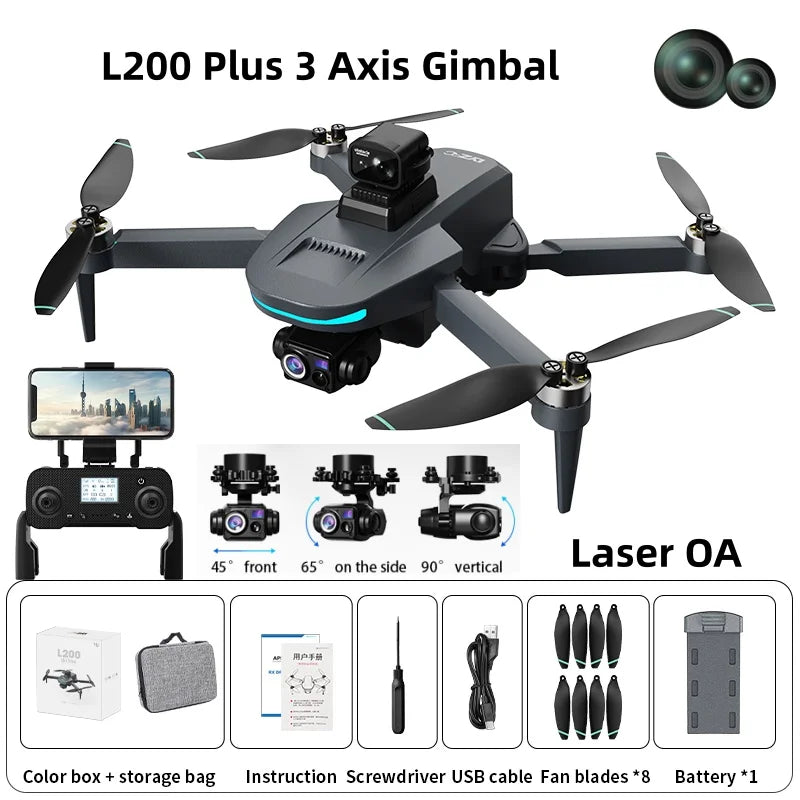 New L200 Plus GPS Drone Factory 4K Professional HD Dual Lens 3-Axis Gimbal 360° Laser Obstacle Avoidance Brushless RC Quadcopter